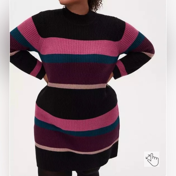 Torrid Sweater Stripe Mock Neck Sweater Dress - Picture 1 of 8